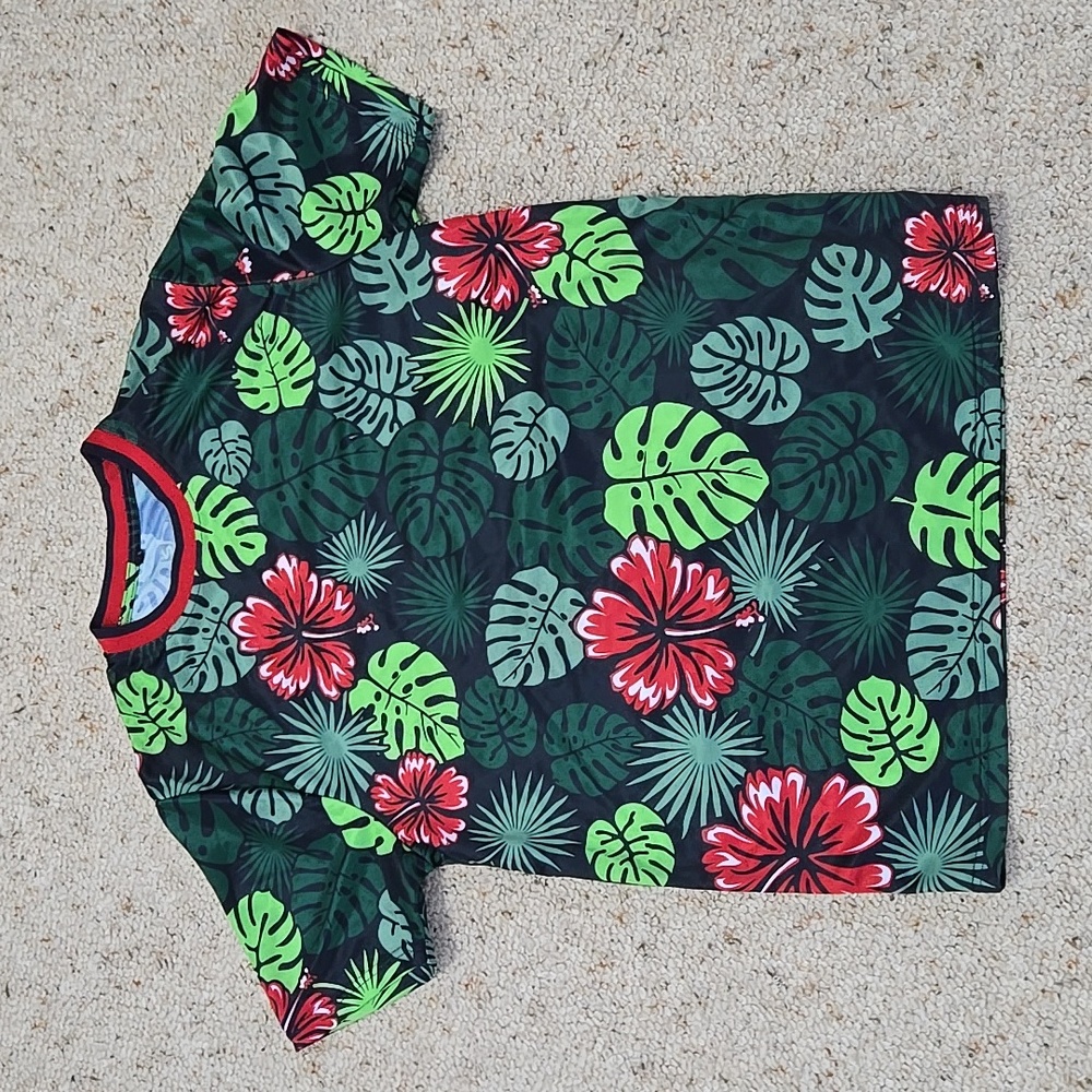 South Pole Hawaiian Design Banded Collar T-Shirt Size Large